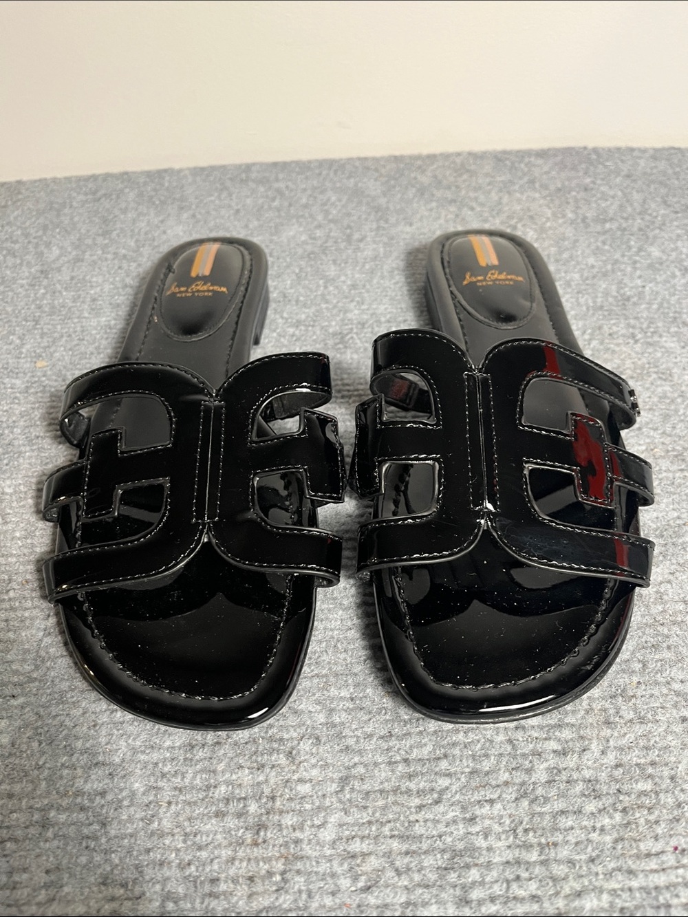 Sam Edelman Black Glossy Slip-On Mules